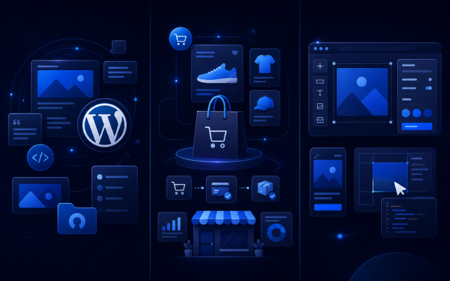 WordPress vs Shopify vs Webflow platform comparison guide 2026 — BinarySolz
